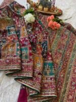Royal Multi color Silk Saree with Intricate Floral Embroidery - Image 2