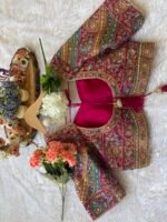 Royal Multi color Silk Saree with Intricate Floral Embroidery - Image 6