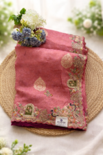 Banarasi Silk Saree with Kolkata Hand Embroidery - Image 3