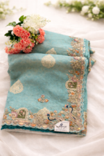 Banarasi Silk Saree with Kolkata Hand Embroidery - Image 6