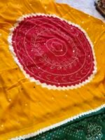 Noor-e-Rang Mirror Work Bandhani Silk Saree - Image 5