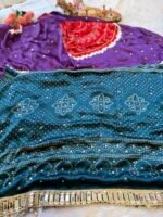 Noor-e-Rang Mirror Work Bandhani Silk Saree - Image 3