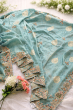 Banarasi Silk Saree with Kolkata Hand Embroidery - Image 7