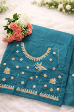 Banarasi Silk Saree with Kolkata Hand Embroidery - Image 8