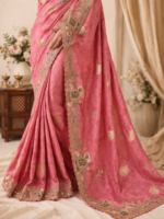 Banarasi Silk Saree with Kolkata Hand Embroidery - Image 2