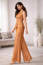 Mustard Paisley Indo-Western Co-Ord Set - Image 3