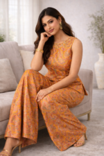Mustard Paisley Indo-Western Co-Ord Set - Image 2