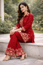 Rust Blossom Embroidered Co-Ord Set - Image 2