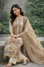 Ivory Heritage Printed Suit Set - Image 2