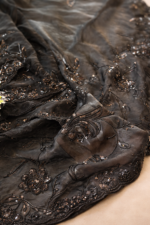 Midnight Elegance Black Cut Beads Saree - Image 4