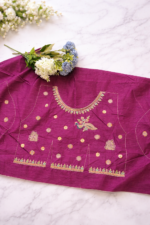 Banarasi Silk Saree with Kolkata Hand Embroidery - Image 5