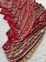 Noor Heritage Ajrak Mirror Work Saree - Image 4