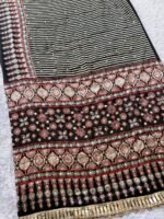 Noor Heritage Ajrak Mirror Work Saree - Image 3