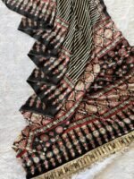 Noor Heritage Ajrak Mirror Work Saree - Image 6