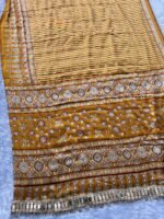 Noor Heritage Ajrak Mirror Work Saree - Image 2