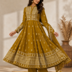 Sunehri Mustard Cotton Anarkali