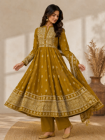 Sunehri Mustard Cotton Anarkali