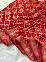 Sunflower Red Khaddi Georgate Bandhani Saree