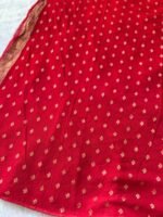 Sunflower Red Khaddi Georgate Bandhani Saree - Image 3
