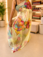 Soft Pastel Petals Floral Saree - Image 3
