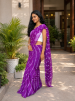 Rajvaari Pure Chiffon Lahriya Saree - Image 2