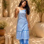 Sky Bloom Spaghetti Cotton Suit