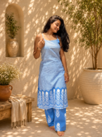 Sky Bloom Spaghetti Cotton Suit