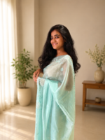 Sky Elara Paper Silk Saree ✨ - Image 4