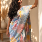 Pastel Bloom Silk Handwork Saree