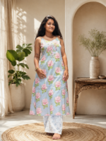 Pastel Blossom Spaghetti Cotton Suit Set - Image 2