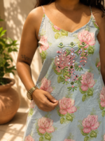 Pastel Blossom Spaghetti Cotton Suit Set - Image 3