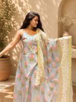 Pastel Blossom Spaghetti Cotton Suit Set - Image 6
