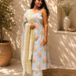 Pastel Blossom Spaghetti Cotton Suit Set