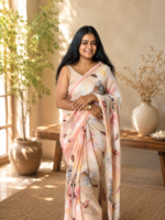 Blush Petal Chiffon Printed Saree - Image 3