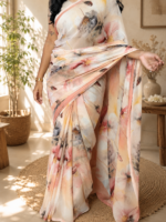Blush Petal Chiffon Printed Saree - Image 2