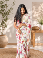 Ivory Petal Chiffon Printed Saree - Image 4