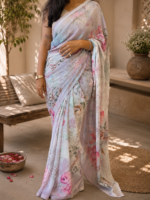 Lavender Whisper Chiffon Printed Saree - Image 2
