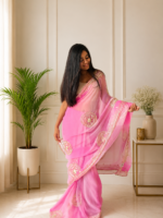 Gulnaar Fuchsia Kachha Gota Saree - Image 4