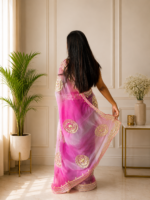 Gulnaar Fuchsia Kachha Gota Saree - Image 2