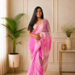 Gulnaar Fuchsia Kachha Gota Saree