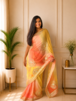 Sunheri Gulnaar Kachha Gota Saree - Image 4