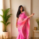 Gulnaar Pink Kachha Gota Saree ⭐