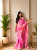 Gulnaar Pink Kachha Gota Saree ⭐