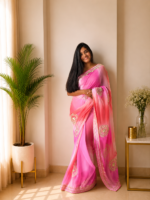 Gulnaar Pink Kachha Gota Saree ⭐ - Image 3