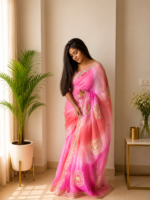 Gulnaar Pink Kachha Gota Saree ⭐ - Image 2