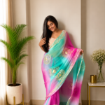 Aqua Gulnaar Kachha Gota Multicolor Saree