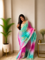 Aqua Gulnaar Kachha Gota Multicolor Saree