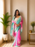 Aqua Gulnaar Kachha Gota Multicolor Saree - Image 2