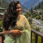 Mint Blossom Chiffon Saree 🌿