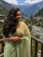 Mint Blossom Chiffon Saree 🌿
